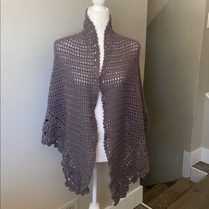 Handmade Crochet Shawl in Gray